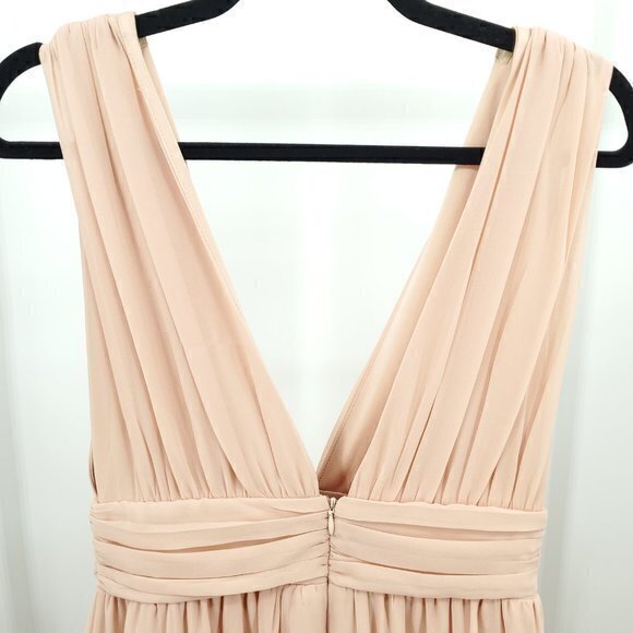 Lulu's Heavenly Hues Blush Plunge Maxi Dress S Blush Pink - Picture 6 of 16